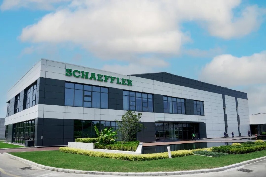 Schaeffler building exterior with green logo in Nanjing Jiangning